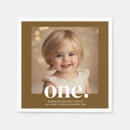 Erste Bithday Foto Akryllische Zeichen in Braun Serviette
