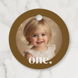 Erste Bithday Foto Gevor Tag in Braun & Weiß Geschenkanhänger