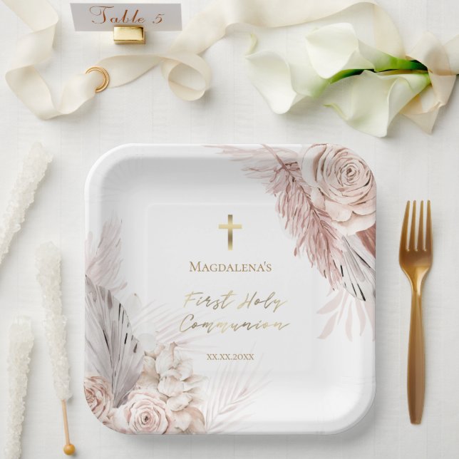 Erste Blume der Heiligen Kommunion Pappteller (Hochzeit)