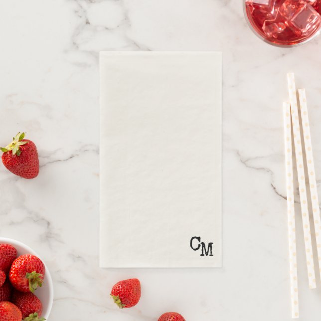 Erste Briefmarke Hochzeit Napkin Einfache Beige Vi Serviette (Beispiel)