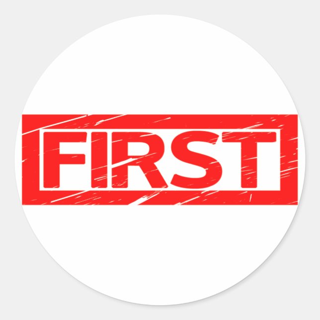 Erste Briefmarke Runder Aufkleber (Vorderseite)