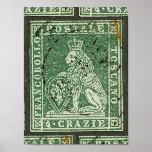 Erste Briefmarke - Toskana (1851) Poster