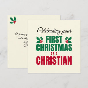 ERSTE CHRISTMAS ALS CHRISTLICHER neuer Glaube Feiertagskarte
