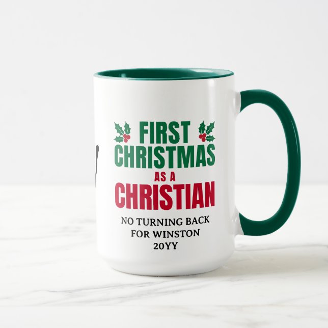 ERSTE CHRISTMAS CHRISTLICHES benutzerdefiniertes M Tasse (Rechts)