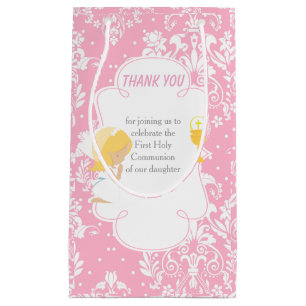 Erste Communion Blonde Hair Girl Danke Kleine Geschenktüte