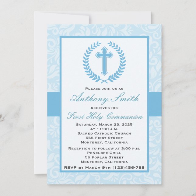 Erste das Comunion des Jungen Einladung (Vorderseite)