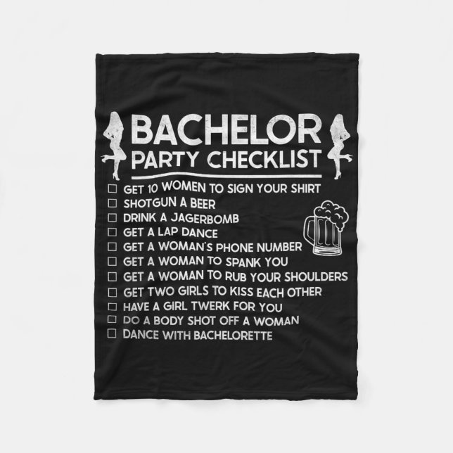 Erste Ehe Groom Funny Bachelor Checklist Par Fleecedecke (Vorderseite)
