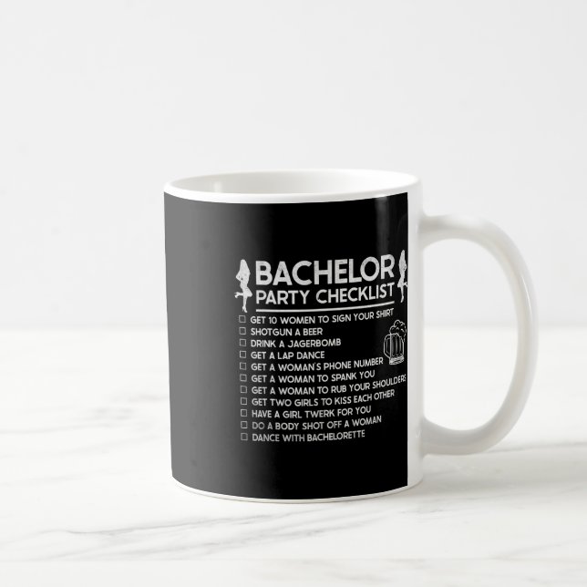 Erste Ehe Groom Funny Bachelor Checklist Par Kaffeetasse (Rechts)