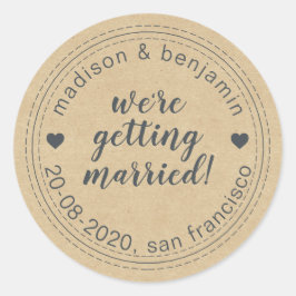 Erste Ehe Save the Date Kraft Umschlag Aufkleber