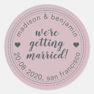 Erste Ehe Save the Date Pastel Lila Runder Aufkleber