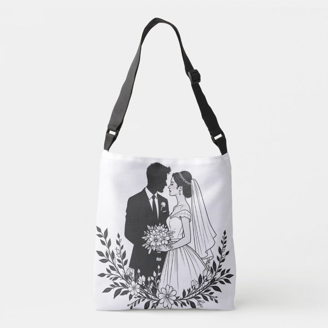 Erste Ehe Tragetaschen Mit Langen Trägern (Front of Tote Bag Wedding Couple Silhouette!)
