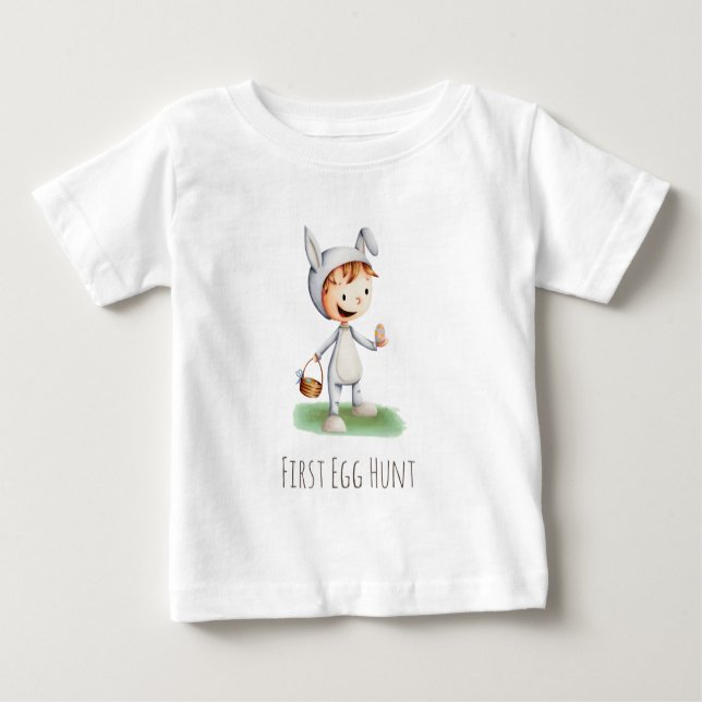 Erste Eierjagd Baby in Bunny Costume Oster Baby T-shirt (Vorderseite)