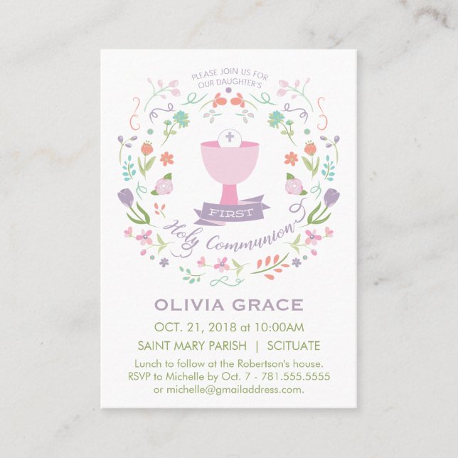 Erste Einladung der Heiligen Kommune, Gebetskarte (Vorderseite)