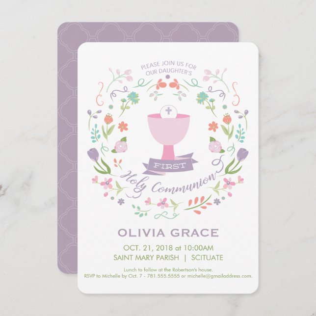 Erste Einladung der Heiligen Kommunion, Einladung  (Vorne/Hinten)