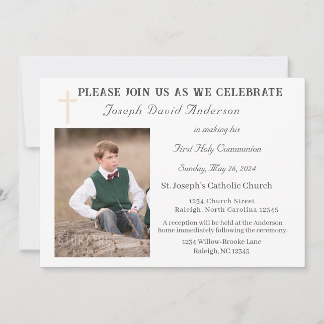 Erste Einladung des Heiligen Kommunion-Fotos (Vorderseite)