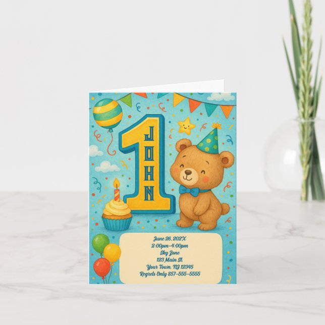 Erste Einladung zum Geburtstag eines Bären (Vorderseite)