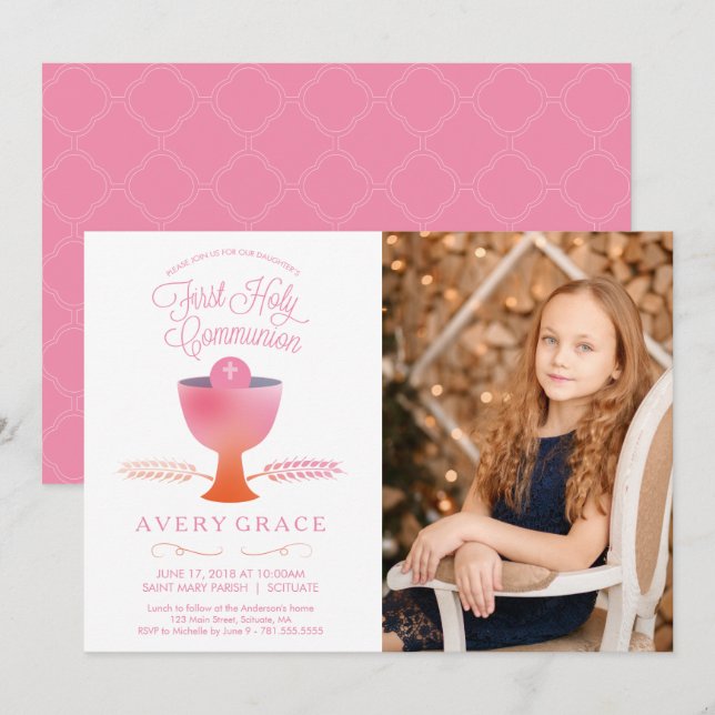 Erste Einladung zur Kommunion - Foto der Mädchen (Vorne/Hinten)