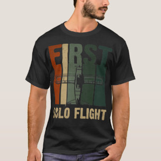 Erste Einzelflug Pilot Flugzeug Flugzeug Retro 2 T-Shirt