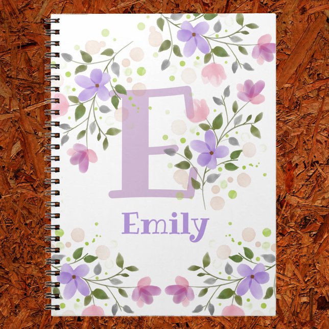 Erste Erstname Plus Emily mit Blume Notizblock (Von Creator hochgeladen)