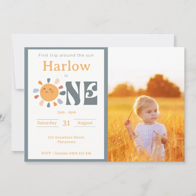 Erste Fahrt um das sonnenneutrale Foto Einladung (Vorderseite)