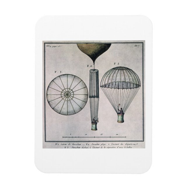 Erste Fallschirmabfahrt von Andre-Jacques Garne Magnet (Vertikal)