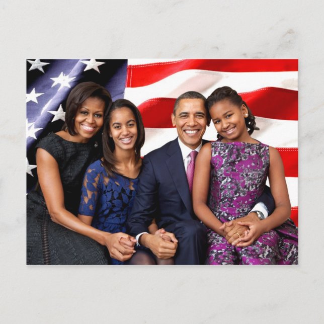 Erste Familie der USA - die Obamas Postkarte (Vorderseite)
