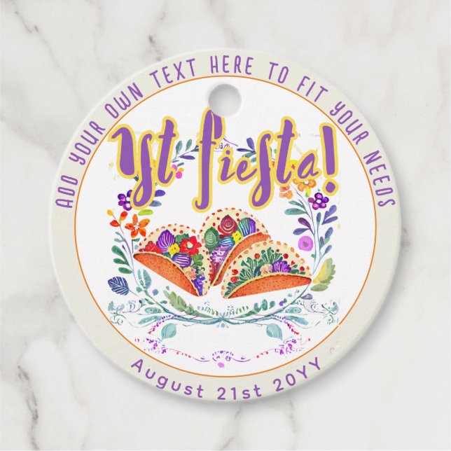 Erste Fiesta 1. Tacos Folkart Blume Geschenkanhänger (Vorderseite)
