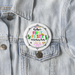 Erste Fiesta Mexicanische Geburtstagsfeier-Erstes- Button