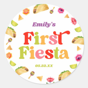Erste Fiesta Taco 1. Geburtstagsfeier Runder Aufkleber