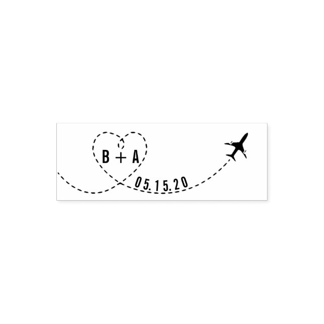 Erste Flüge mit Flugzeug Hochzeitdatum Personalisi Permastempel (Design)