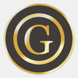 Erste G Gold Monogram Wedding Stickers