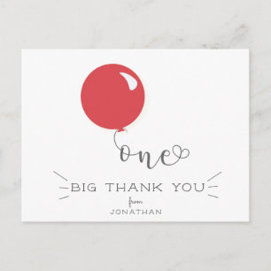 Erste Geburtstag rote Ballon Danke Postkarte