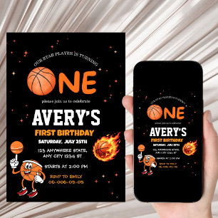 Erste Geburtstags-Basketball-Einladung Einladung