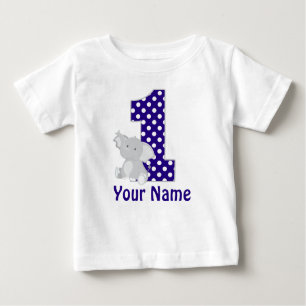 Erste Geburtstags-Elefant-Marine-personalisiertes Baby T-shirt