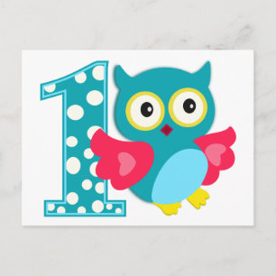 Erste Geburtstags-glückliche Owl Postkarte