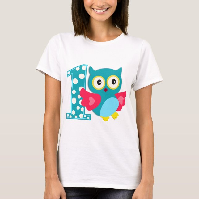 Erste Geburtstags-glückliche Owl T-Shirt (Vorderseite)