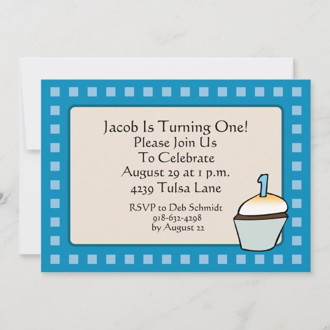 Erste Geburtstags-Kuchen-Party Einladung (Vorderseite)