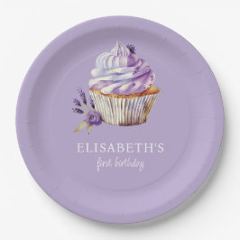 Erste Geburtstags Pastel Violet Personalisiert Pappteller