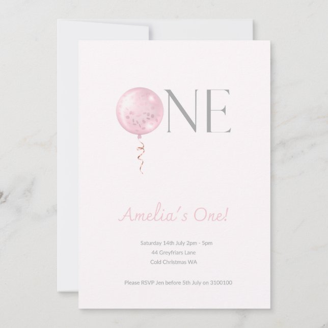 Erste Geburtstagsballon Einladung zum Geburtstag (Rückseite)