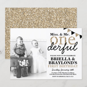 Erste Geburtstagseinladung für Zwillinge Onederful Einladung