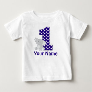 Erste GeburtstagsElephant Navy Personalisiertes Sh Baby T-shirt