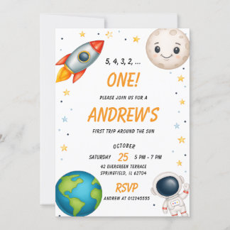 Erste Geburtstagsfeier im Weltraum Einladung