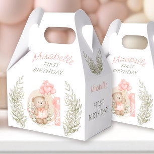 Erste Geburtstagsfeier Niedlicher Teddy Bären Herz Geschenkschachtel