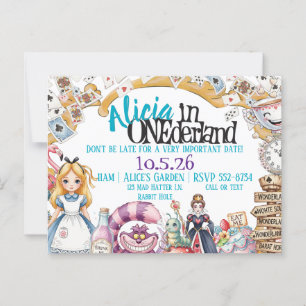Erste Geburtstagsfeier ONEderland Wunderland Thema Postkarte