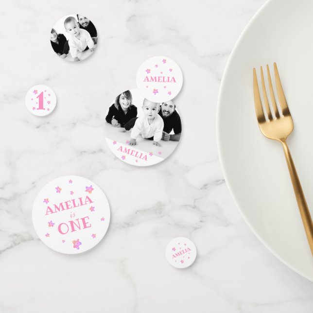 Erste Geburtstagsfeier Pink Foto Geburtstagsparty Konfetti (Gruppe)