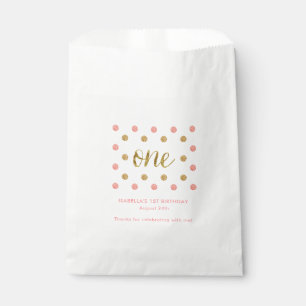 Erste Geburtstagsfeier Pink & Gold Glitzer Eins Geschenktütchen