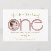 Erste Geburtstagsfeier Rose Gold Glitzer Foto