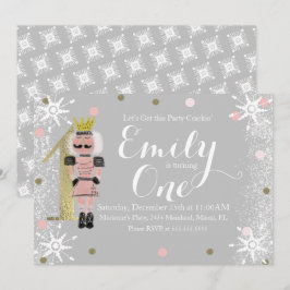 Erste Geburtstagsfohle eine Nutcracker-Schneeflock Einladung