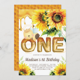 Erste Geburtstagshoney-Bee Birthday Sonnenblume Einladung