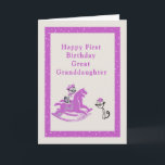 Erste Geburtstagskarte für die Große Enkelin Karte<br><div class="desc">First birthday card for your great granddaughter. This card has two cute drawn cats and an old retro hobby horse. Colors are creme and hot pink/lavender. Thanks to Bsilvia and Fidget Resources for some of the elemente in the design.</div>